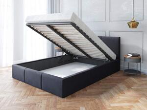 Čalúnená manželská posteľ s úložným priestorom Izabela - čierna Rozmer: 140x200