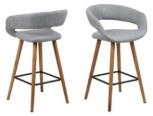 ACTONA Sada 2 ks − Barová stolička Grace – šedá 88.5 × 55 × 46 cm