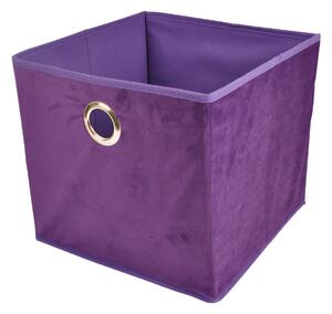 Homea Textilný úložný box zamatový fialový 31x31x28 cm
