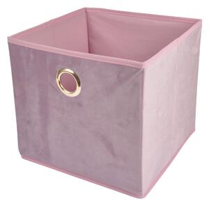 Homea Textilný úložný box zamatový ružový 31x31x28 cm