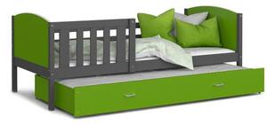 Detská posteľ TAMI P2 80x190 cm so šedou konštrukciou v zelenej farbe s prístelkou