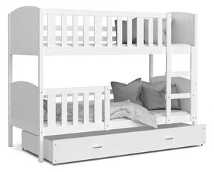 Detská poschodová posteľ TAMI 80x160 cm s bielou konštrukciou v bielej farbe