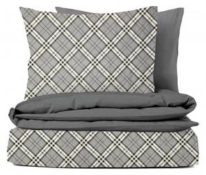 Ervi Bavlnené obliečky DUO - Grey Tartan/ šedé