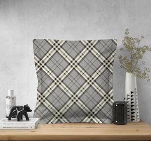 Ervi obliečka na vankúš bavlnený s lemom - Grey Tartan