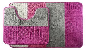 Kúpeľňová predložka šedá/fuchsia SLV Comfort,2 set