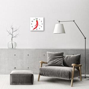 Sklenené hodiny štvorcové Chilli korenie 30x30 cm