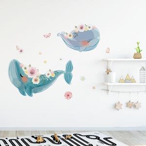 Funlife Nálepky na stenu veľryby 53 x 30 cm