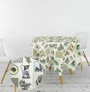 Ervi Gobelínový obrus na stôl okrúhly - Provensálska olivka zelená