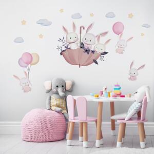 Funlife Nálepky na stenu roztomilé králiky 41 x 36 cm