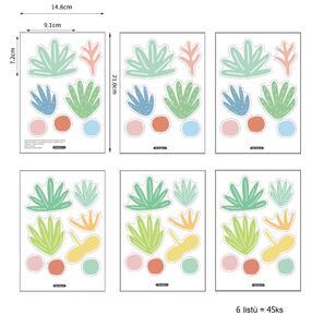 Funlife Samolepky do detskej izby viacfarebné listy a kríky 9 x 7 cm
