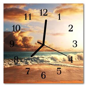 Nástenné sklenené hodiny Piesočnaté pobrežie 30x30 cm