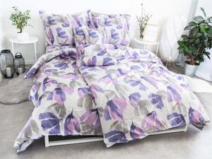MK Lůžkoviny.cz 8-dielna súprava obliečok na 2 postele Watercolour fialové – s plachtou 220 × 230 cm