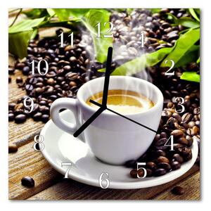 Sklenené hodiny štvorcové Kávový hrnček 30x30 cm