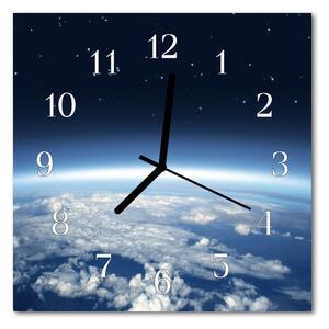 Sklenené hodiny štvorcové Vesmír krajina 30x30 cm