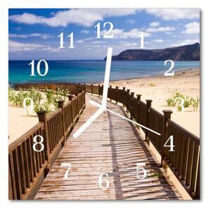 Sklenené hodiny štvorcové More na pláži 30x30 cm