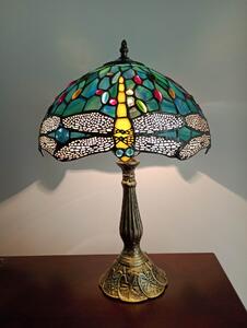 Tiffany stolná lampa Dragonflyazur 127Huizhou Oufu Lighting v48xš30,sklo/kov,40W (Dragonflyazur)