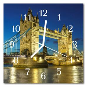 Sklenené hodiny štvorcové Londýnsky most 30x30 cm