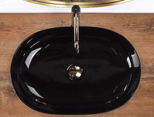 Rea Cleo, keramické umývadlo na dosku 61x41 cm, čierna lesklá, REA-U6757