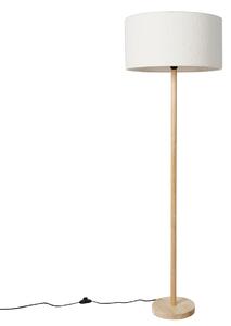 Vidiecka stojaca lampa drevená s buklým tienidlom biela - Mels
