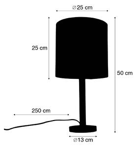 Vidiecka stolová lampa drevená s bielym tienidlom - Mels