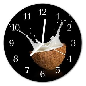 Nástenné sklenené hodiny Kokosový orech fi 30 cm