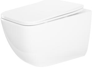Rea Dexter, závesná WC misa Rimless Tornado 515x365x350 mm + WC sedadlo z duroplastu, biela lesklá, REA-C1278