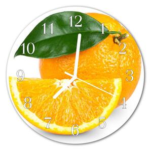 Nástenné sklenené hodiny Pomaranče fi 30 cm