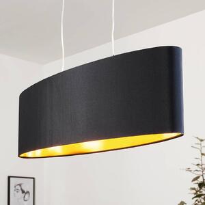 Textilná závesná lampa Lecio, ovál 78 cm čierna