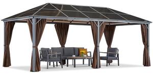 Záhradný altánok Milos 3x6 m s hnedými závesmi Garden Point