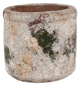 Dekoratívny béžovo-zelený antik terakotový kvetináč Teracci S - Ø 12*11 cm - Clayre & Eef