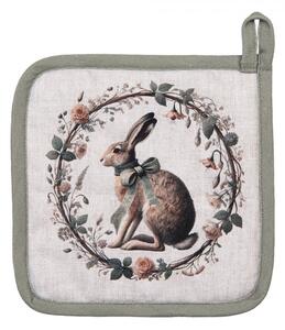Bavlnená chňapka podložka so zajacom Natural Linen Easter - 20*20 cm - Clayre & Eef