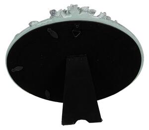 Zelený oválny fotorámik zdobený kvetmi - 19*2*22 cm / 13*18 cm - Clayre & Eef