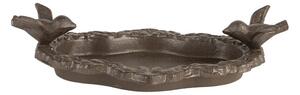 Hnedé antik malé liatinové krmítko s vtáčikmi pre vtáčiky - 24*13*6 cm - Clayre & Eef