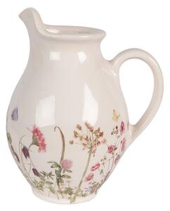 Béžový dekoračný keramický džbán s ružami Rosien S - 16*12*19 cm - Clayre & Eef