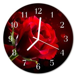 Nástenné sklenené hodiny Ruže fi 30 cm