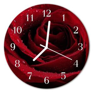 Nástenné sklenené hodiny Ruže fi 30 cm