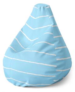 Sablio Sedací vak Pear Biele linky na modrej - 70 x 95 x 15 cm