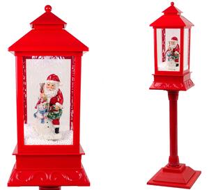LEAN TOYS Vianočná pouličná lampa s Mikulášom a snehuliakom 2v1 červená