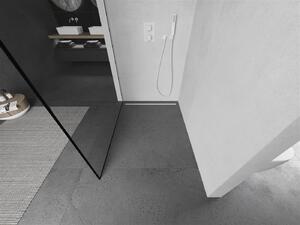 Mexen Kioto, Walk-In sprchová zástena 80 x 200 cm, 8mm sklo číre/čierny vzor, biely profil, 800-080-101-20-70