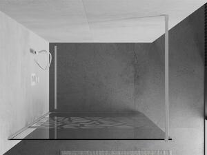 Mexen Kioto, Walk-In sprchová zástena 80 x 200 cm, 8mm sklo číre/biely vzor, biely profil, 800-080-101-20-85