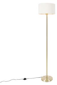 Stojacia lampa mosadzná s tienidlom biela 35 cm - Simplo