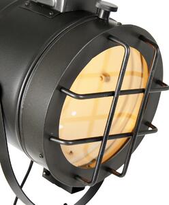 Stojacia lampa so statívom čierna s dreveným štúdiovým bodom - Lesklá