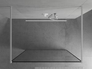 Mexen Kioto, priechodná sprchová zástena 100 x 200 cm, 8mm sklo číre/čierny vzor, 2x biela stabilizačná rozpera, 800-100-002-20-70