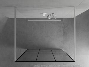 Mexen Kioto, priechodná sprchová zástena 100 x 200 cm, 8mm sklo číre/čierny vzor, 2x biela stabilizačná rozpera, 800-100-002-20-77