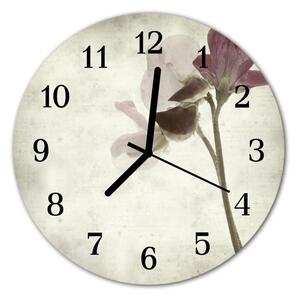 Sklenené hodiny okrúhle Vintage kvetina fi 30 cm