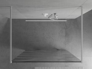 Mexen Kioto, priechodná sprchová zástena 100 x 200 cm, 8mm sklo číre/biely vzor, 2x biela stabilizačná rozpera, 800-100-002-20-97