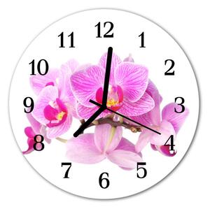 Sklenené hodiny okrúhle Orchidey fi 30 cm