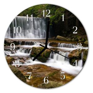 Nástenné sklenené hodiny Vodopády fi 30 cm