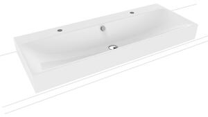 Umývadlo na dosku Kaldewei Silenio 3049 120x46 cm alpská biela s dvoma otvormi pre batériu 906406043001