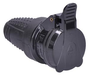 SOLIGHT Káblová zásuvka gumová do vlhka P77 230V/16A/IP44, čierna